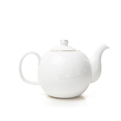 White & Gold Rim Teapot