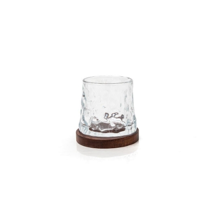 Beautiful Whisky Glass with Wood Base