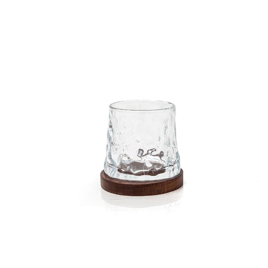 Beautiful Whisky Glass with Wood Base