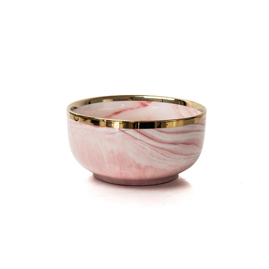 Pink & White Bowl * Gold Rim