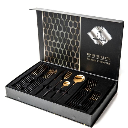Cutlery Set * 23 Piece Black & Gold Plated *