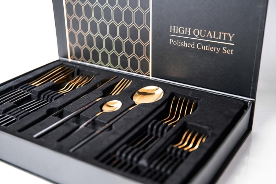 Cutlery Set * 23 Piece Black & Gold Plated *