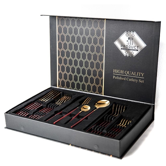 Cutlery Set * 23 Piece Red & Gold Plated *  