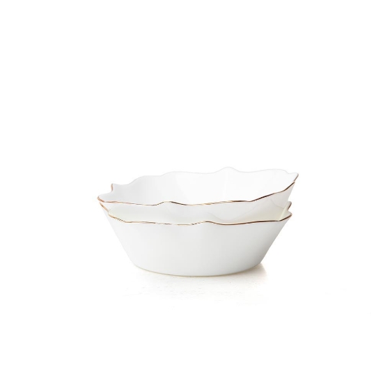 Salad Bowl * White + Gold Rim
