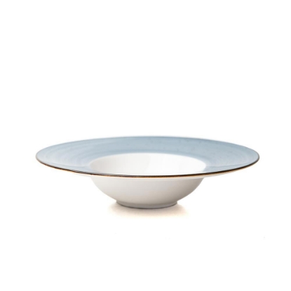Dinner Bowl Plate * White + Blue