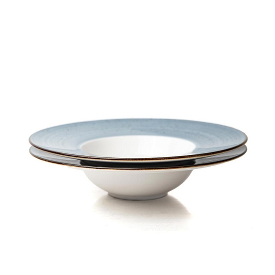 Dinner Bowl Plate * White + Blue