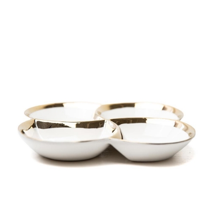 Snack Bowl * White + Gold Rim