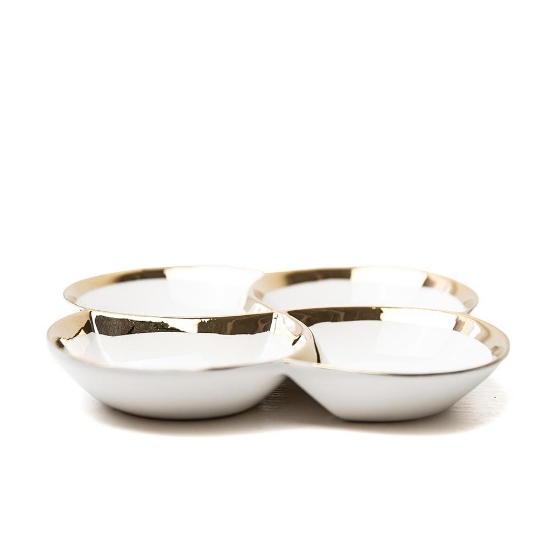 Snack Bowl * White + Gold Rim