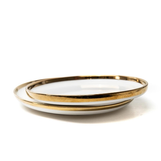 Side Plate * White + Gold Rim 