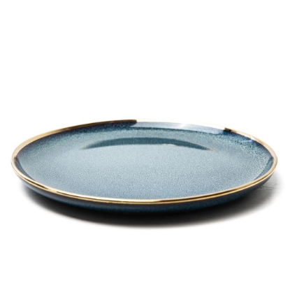 Dinner Plate  * Blue & Gold Rim