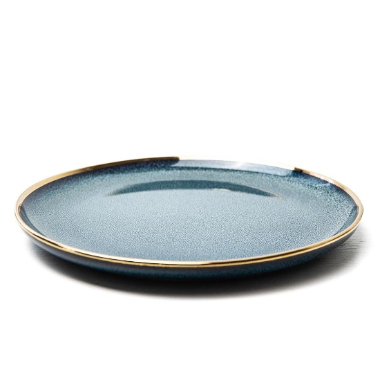 Dinner Plate  * Blue & Gold Rim